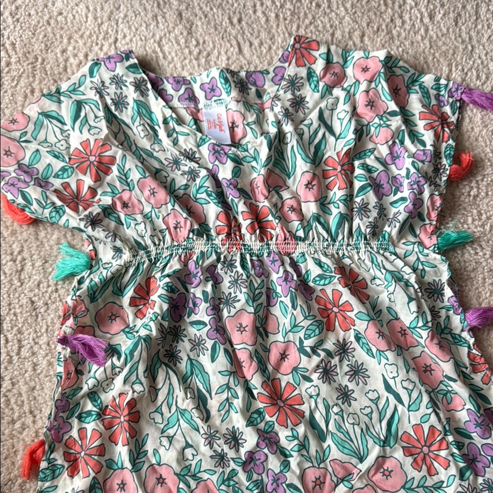Cat & Jack Girls Floral Swim Cover Up with Tassels, size 6/6x - Picture 4 of 7